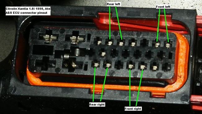 Распиновка каптур. Citroen 3 разъем ABS. Перемычка блока АБС 4. Разъем блока АБС 5.3.