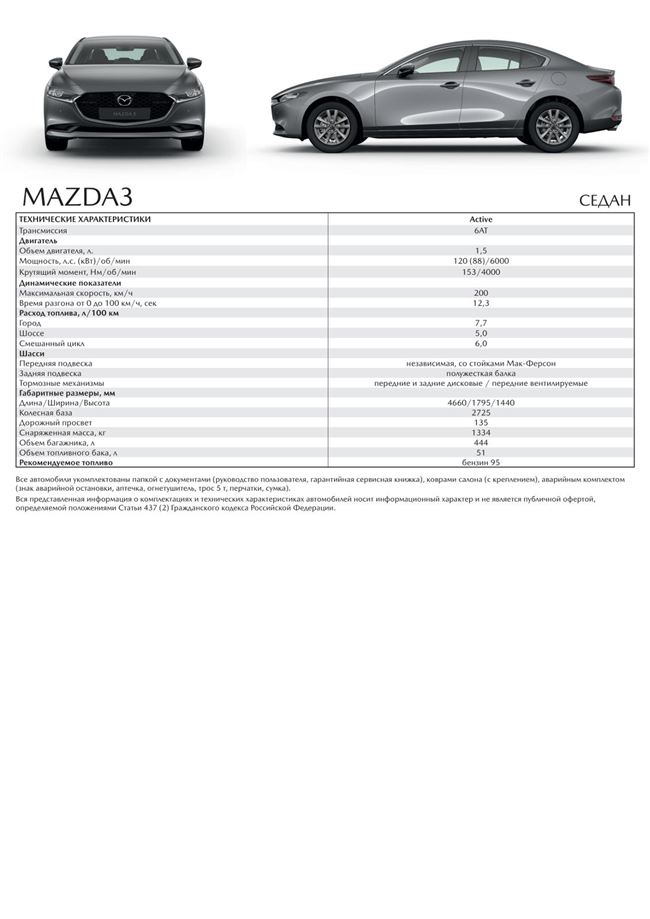 Технические характеристики автомобиля Mazda 3 1.6 (BM)
